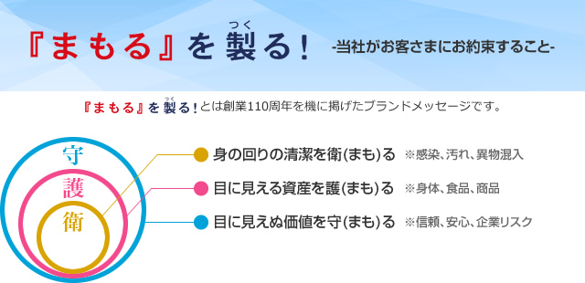 『まもる』を製(つく)る!-当社がお客さまにお約束すること-