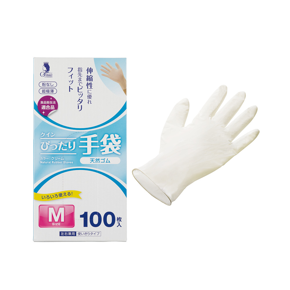 日本最大級の品揃え 宇都宮製作 クイン ぴったり 手袋 天然ゴム 粉なし L 100枚入
